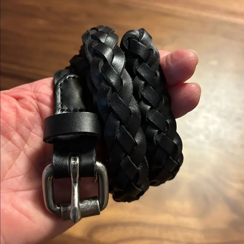 Braided Black Leather Belt